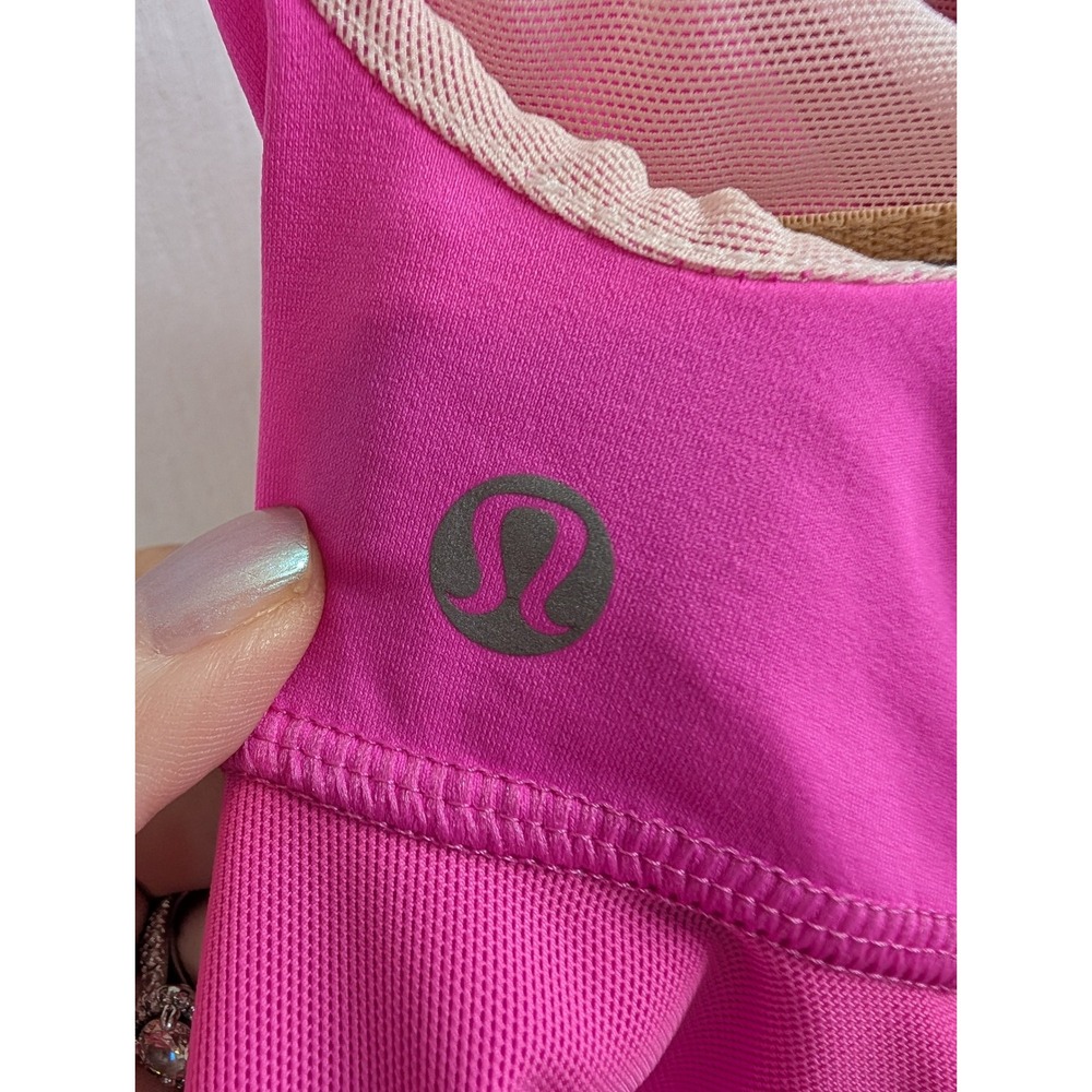 Lululemon Push‎ Your Limits Tank Top Womens Pink Activewear Bra Mesh - Size 4 - Picture 4 of 5
